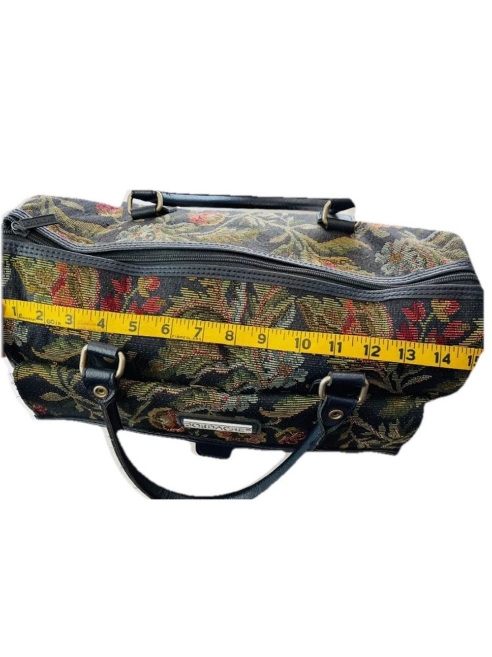 JORDACHE Black Floral Tapestry Luggage Satchel Bag Weekender - Picture 11 of 14